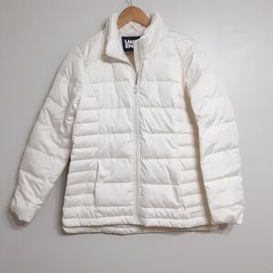 Lands' End down filled puffer coat off-white winter zip front women size small